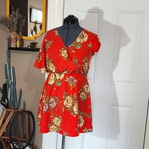 Coral Floral Mini Dress